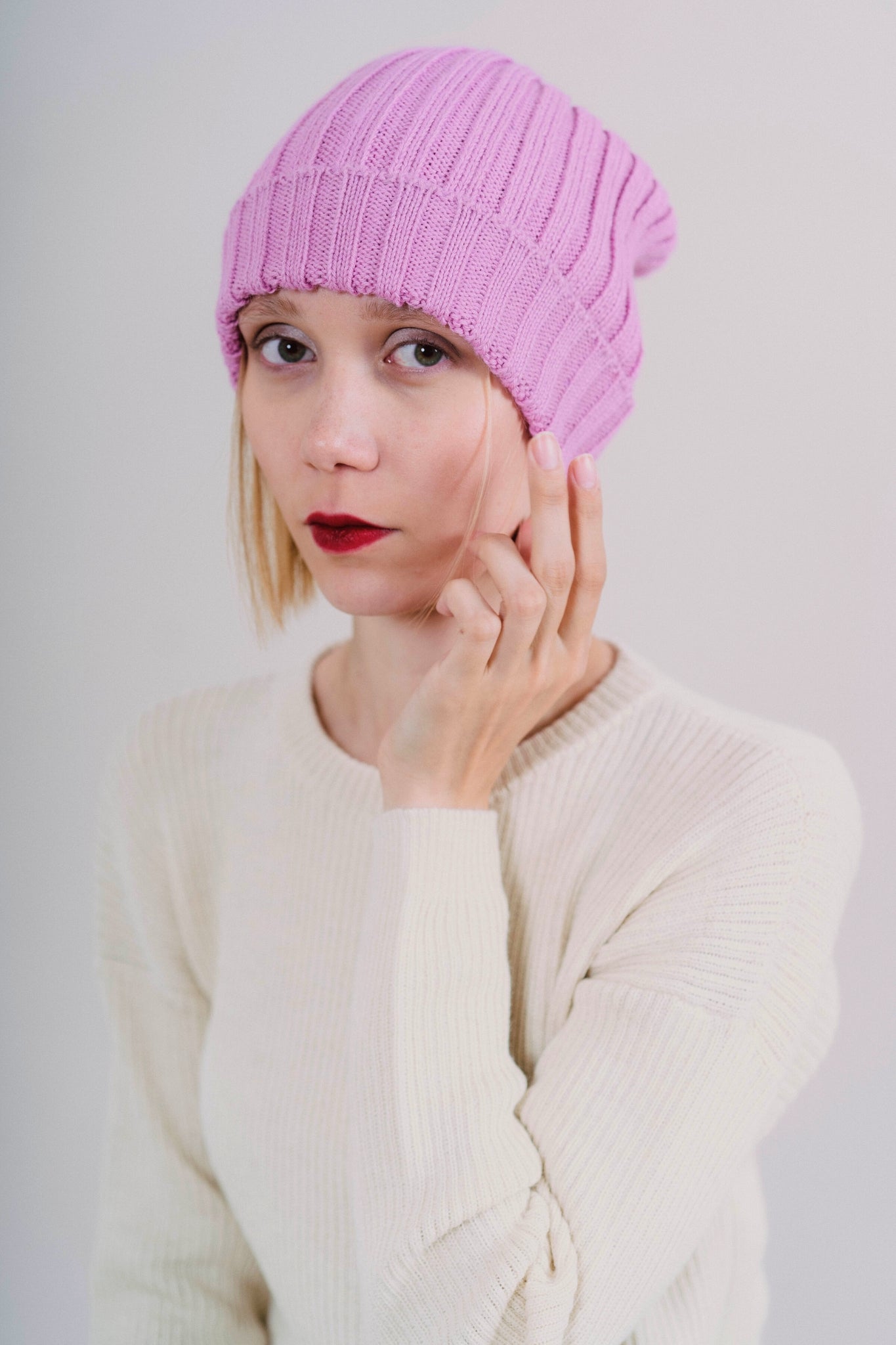 HAT "MAYU" PINK - 100% BABY ALPACA