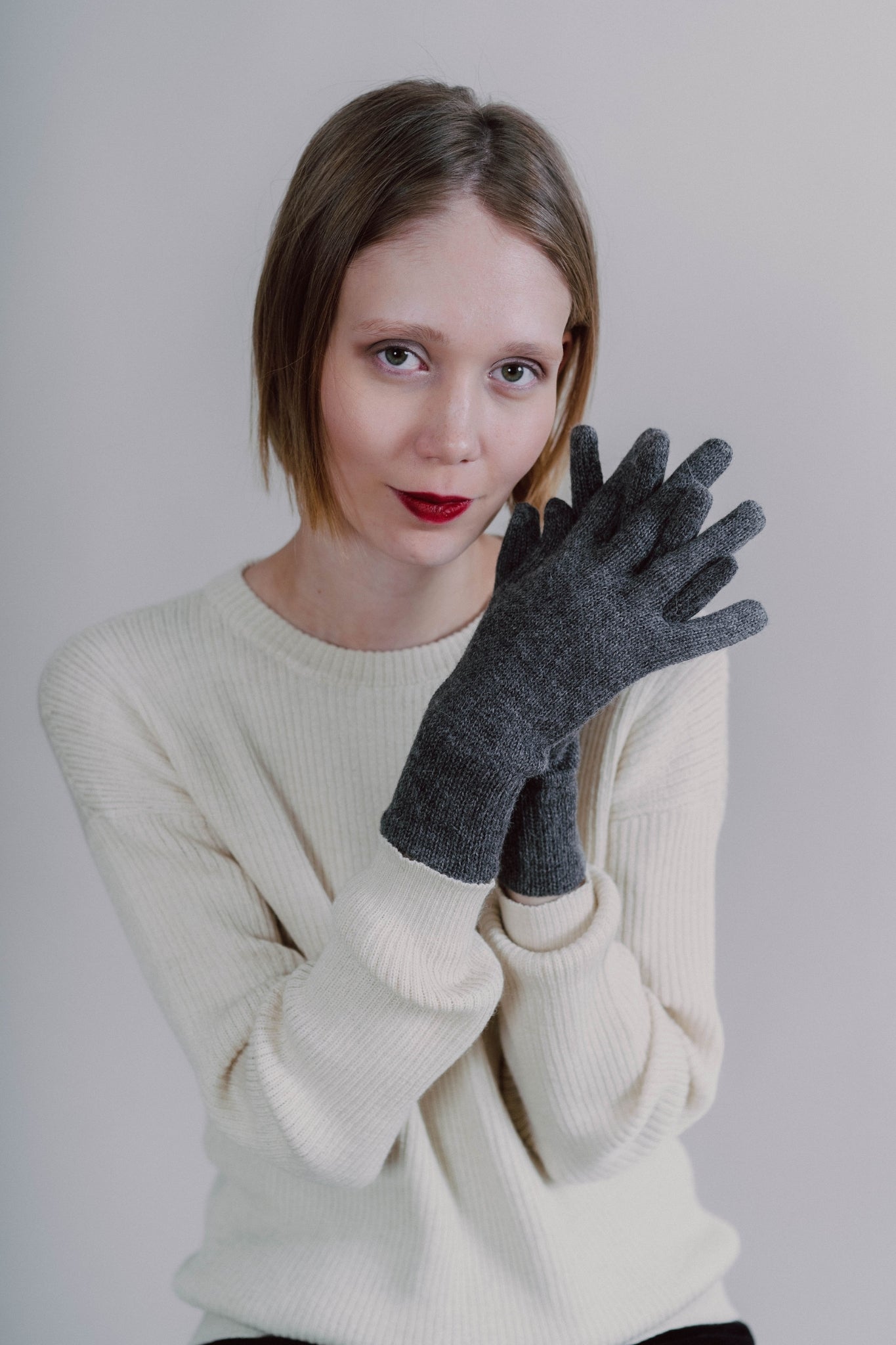 elegante handschuhe Womens & Mens Grey Gloves – Alpaca Global Store