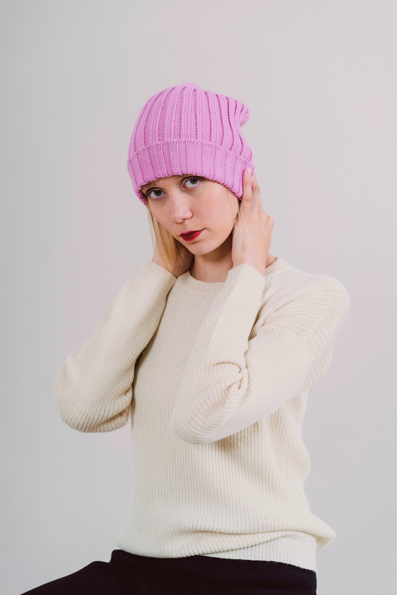 HAT "MAYU" PINK - 100% BABY ALPACA