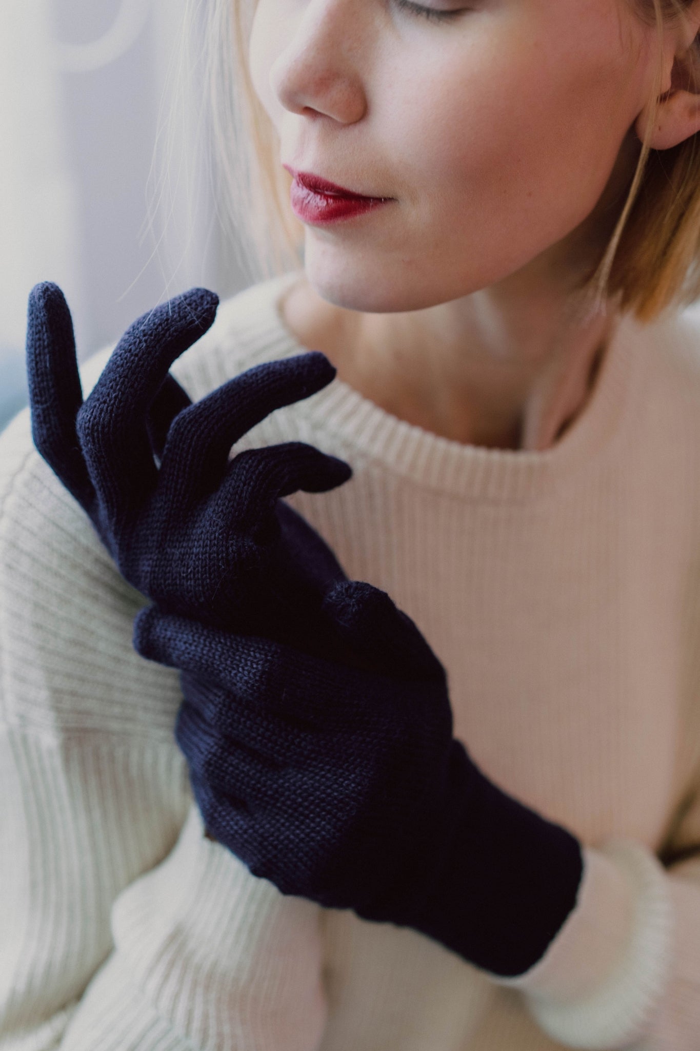hochwertige handschuhe Blaue Alpaka Handschuhe für Damen – Elegant und perfekt für den Winter – Alpaca Global Store