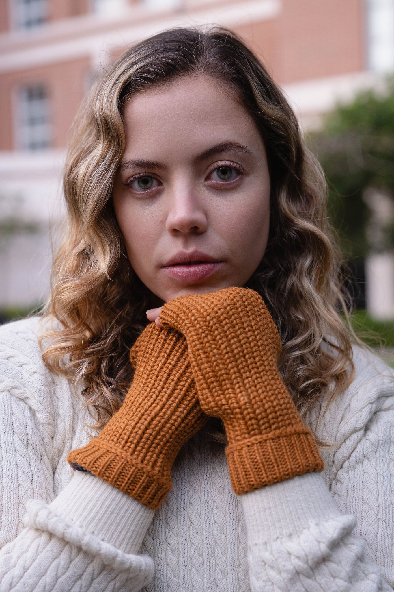 MITTENS ORANGE - 100% BABY ALPACA