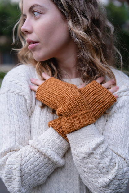 MITTENS ORANGE - 100% BABY ALPACA