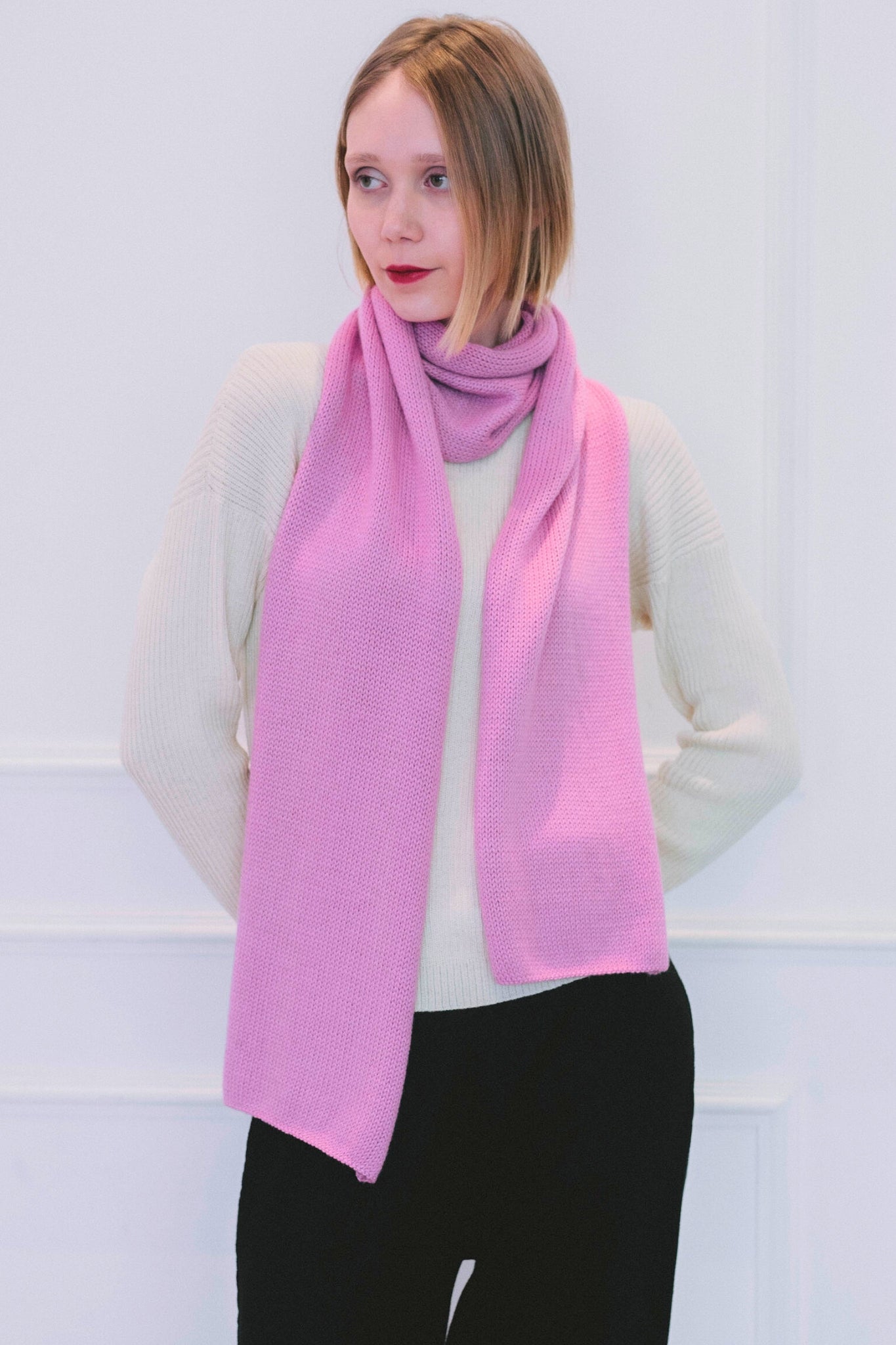 SCARF "MAYU" PINK - 100% BABY ALPACA