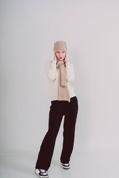 BUFANDA Y GORRO "MAYU" BEIGE - 100% BABY ALPACA