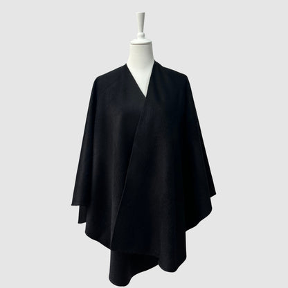 Black baby alpaca cape made in Peru. One size.