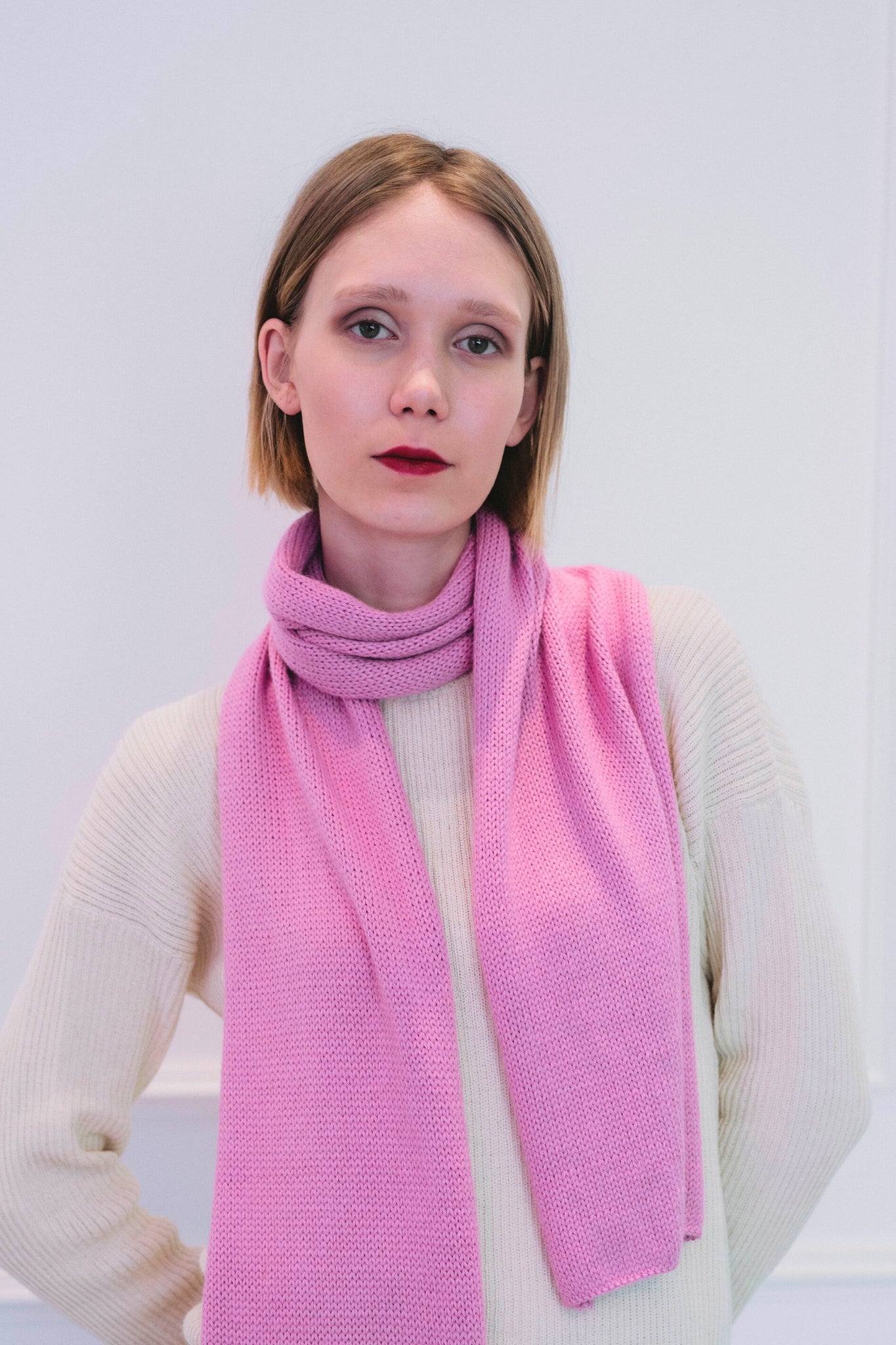 Luxurious Pink Alpaca Scarf for women, soft, warm, and stylish. Perfect for winter, crafted from premium alpaca wool for ultimate comfort and elegance.