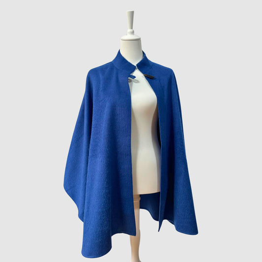 Blue baby alpaca cape made in Peru. One size.