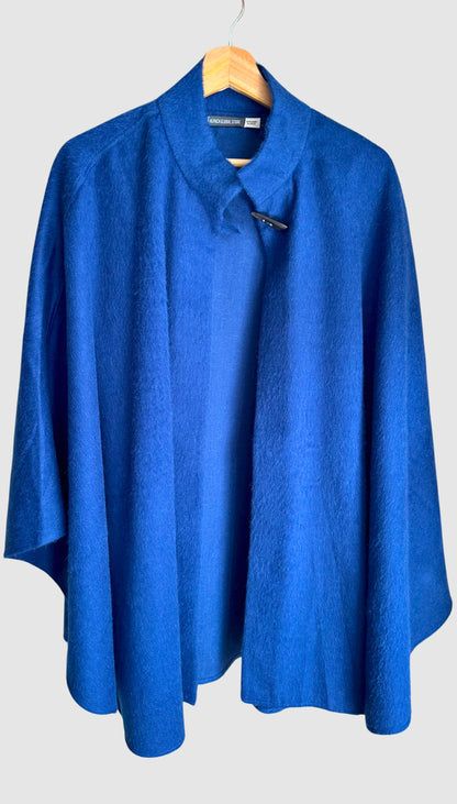 Blue baby alpaca cape made in Peru. One size.