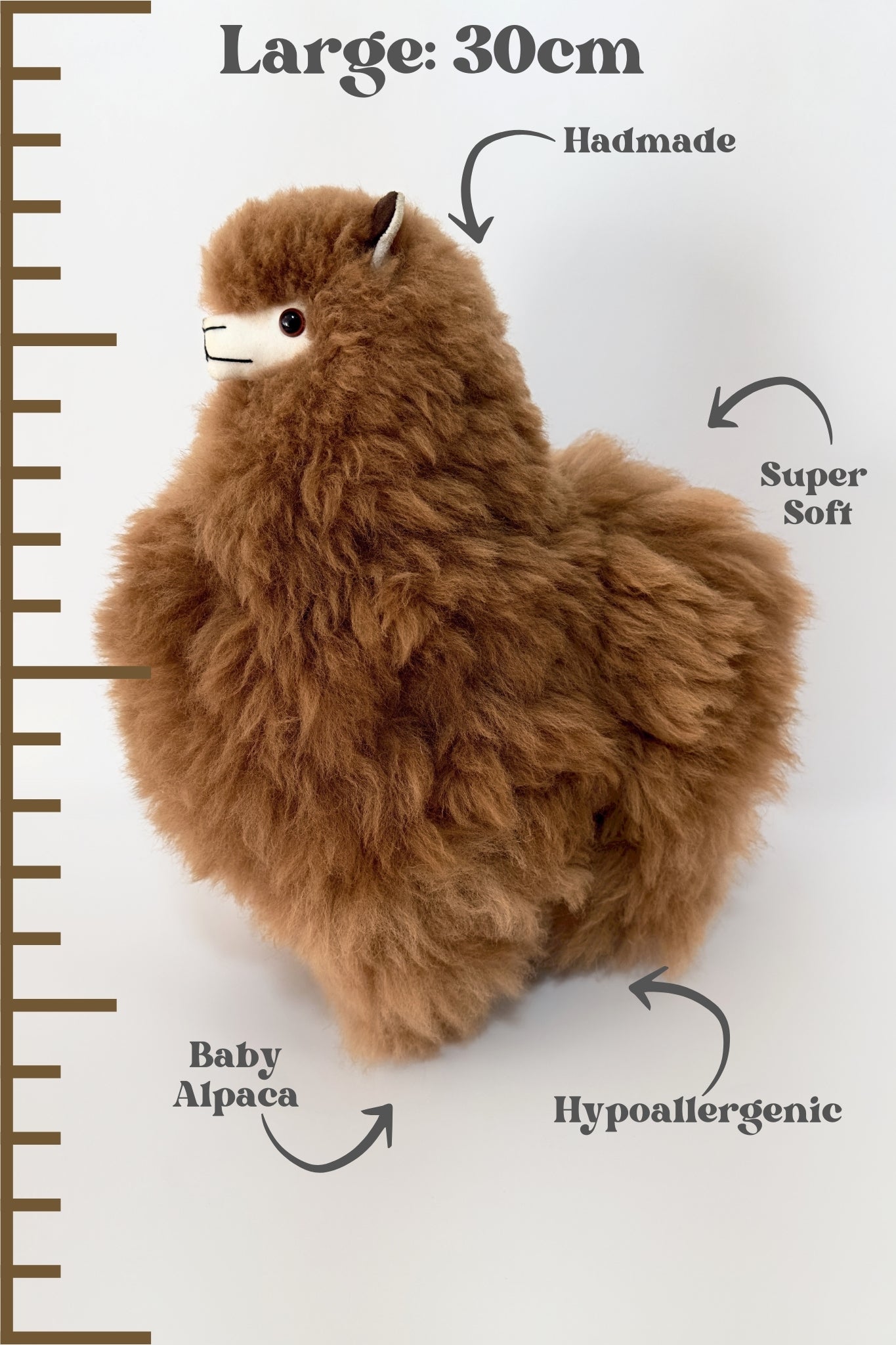 Cute brown alpaca stuffed animal plush, huggable and high-quality.