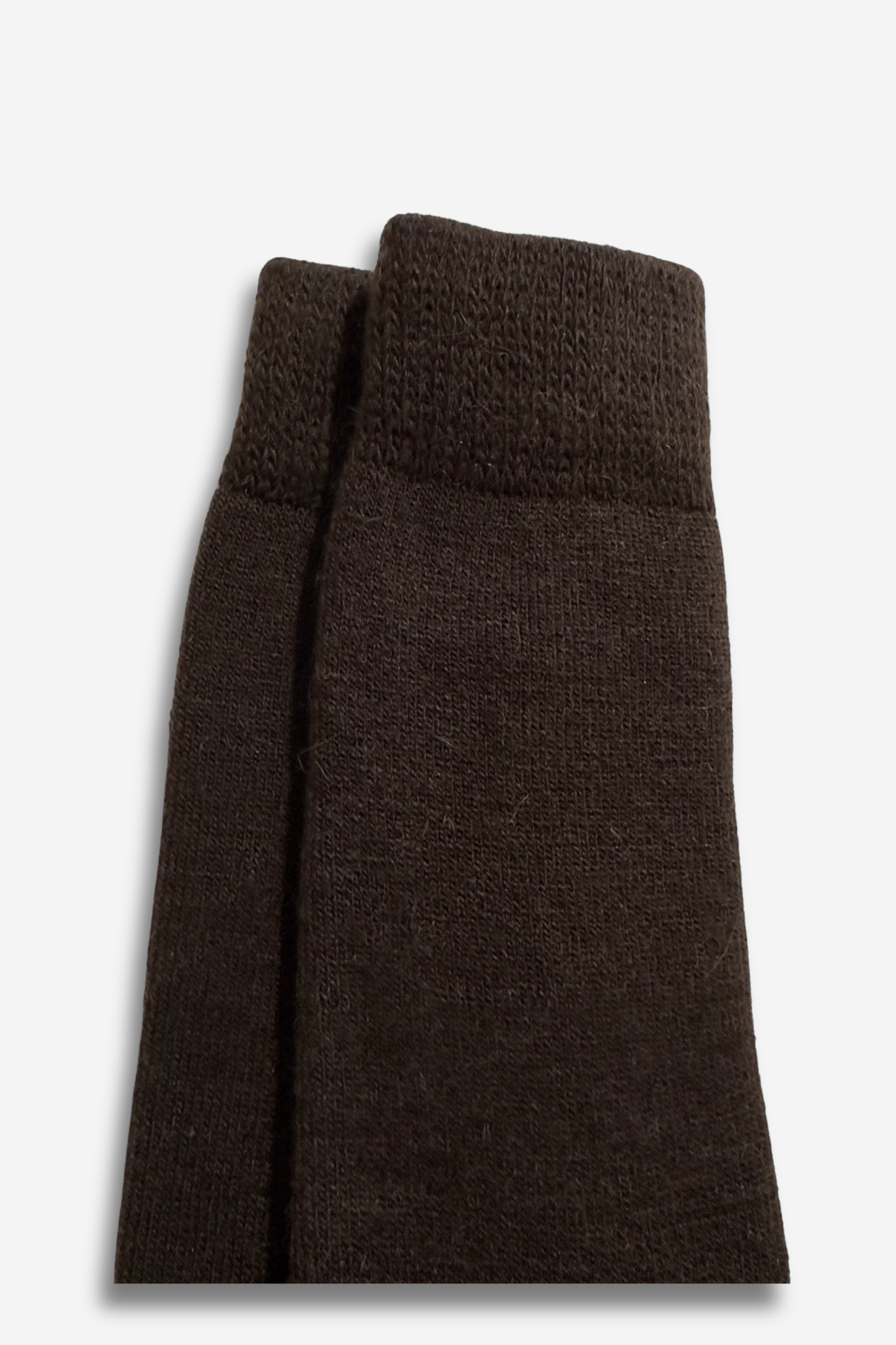 Brown fuzzy alpaca socks with a soft texture, offering natural warmth and breathable comfort for everyday wear.
