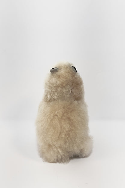 Handmade beige alpaca stuffed animal, ultra-soft and cuddly plush toy, perfect for snuggles, gifts, and alpaca lovers.